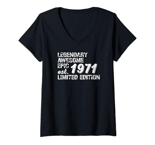 Damen Birthday Gift 1971 Limited Edition T-Shirt mit V-Ausschnitt von Best Birthday Gift Ideas Co.