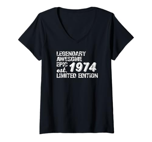 Damen Birthday Gift 1974 Limited Edition T-Shirt mit V-Ausschnitt von Best Birthday Gift Ideas Co.
