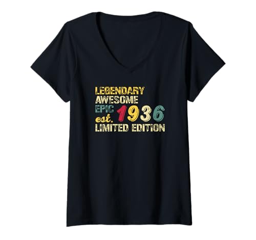Damen Legendary Awesome Epic Birthday Gift 1936 Limited Edition T-Shirt mit V-Ausschnitt von Best Birthday Gift Ideas Co.