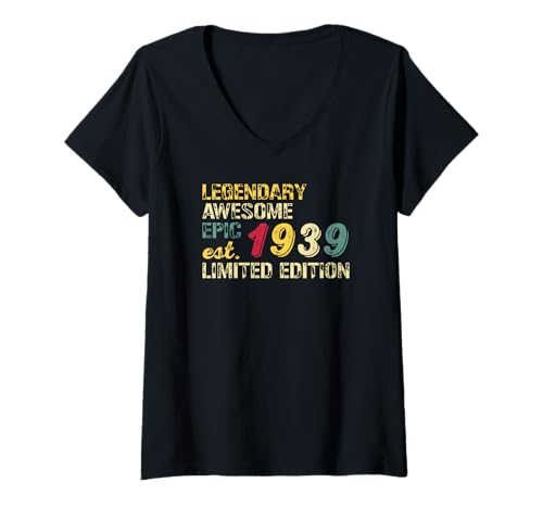 Damen Legendary Awesome Epic Birthday Gift 1939 Limited Edition T-Shirt mit V-Ausschnitt von Best Birthday Gift Ideas Co.