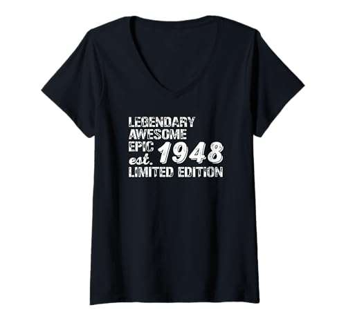 Damen Legendary Awesome Epic Birthday Gift 1948 Limited Edition T-Shirt mit V-Ausschnitt von Best Birthday Gift Ideas Co.