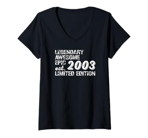 Damen Legendary Awesome Epic Birthday Gift 2003 Limited Edition T-Shirt mit V-Ausschnitt von Best Birthday Gift Ideas Co.