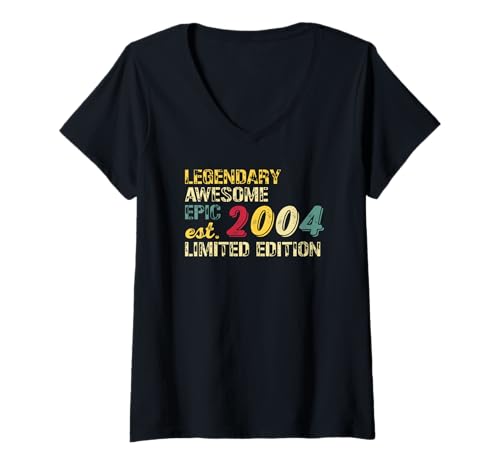 Damen Legendary Awesome Epic Birthday Gift 2004 Limited Edition T-Shirt mit V-Ausschnitt von Best Birthday Gift Ideas Co.