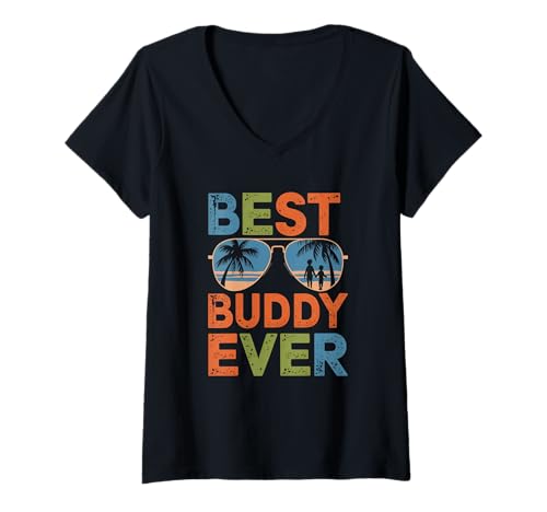 Damen Best Buddy Ever Matching Retro Vintage Friendship Design T-Shirt mit V-Ausschnitt Damen Best Buddy Ever Matching Retro Vintage Friendship Design T-Shirt mit V-Ausschnitt von Best Buddy Ever Matching Tee