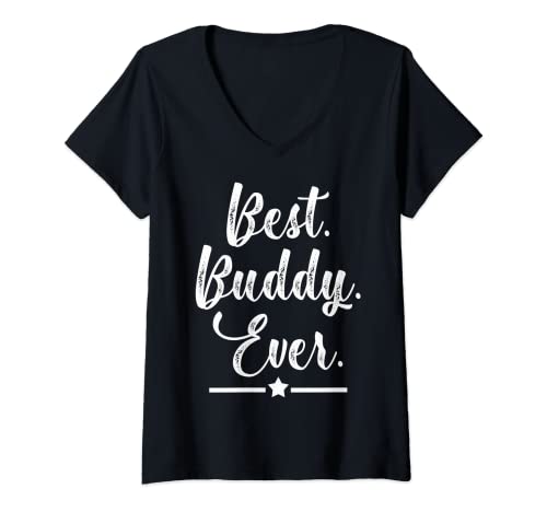 Damen Lustiger Best Buddy Ever T-Shirt mit V-Ausschnitt von Best Buddy