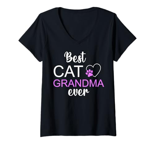 Damen Katze Oma Beste Katze Oma Ever Best Cat Oma T-Shirt mit V-Ausschnitt Damen Katze Oma Beste Katze Oma Ever Best Cat Oma T-Shirt mit V-Ausschnitt von Best Cat Grandma Tees