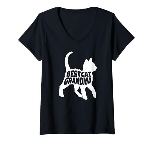 Damen Beste Katze Oma - Lustig T-Shirt mit V-Ausschnitt von Best Cat Grandma