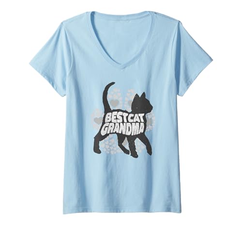 Damen Beste Katze Oma - Lustig T-Shirt mit V-Ausschnitt von Best Cat Grandma