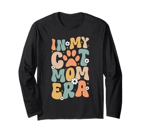 In My Cat Mom Era Groovy Cat Mama Muttertag Retro Langarmshirt von Best Cat Mom Ever Cat Owner Gifts Mother Mommy