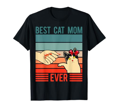 Damen Best Cat Mom Ever Fist Bump Vintage Retro T-Shirt Damen Best Cat Mom Ever Fist Bump Vintage Retro T-Shirt von Best Cat Mom Ever kitty kitten cats