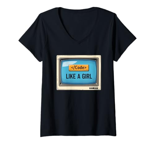 Damen Funny Girl Coder Design Computer Programmierung Web Entwickler T-Shirt mit V-Ausschnitt von Best Coding Outfit Software Engineers Women Lady