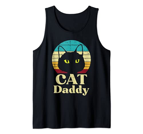 Herren Cat Daddy Sunset Retro Fathers Day Pet Owner Dad Papa Men Tank Top Herren Cat Daddy Sunset Retro Fathers Day Pet Owner Dad Papa Men Tank Top von Best Dad Clothes Husband Birthday Fathers Day Gift