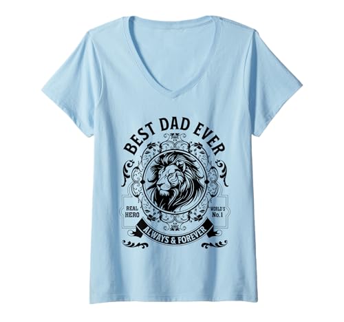 Damen Best Dad Ever Löwe Geschenk Vatertag Bester Vater Geburtstag T-Shirt mit V-Ausschnitt Damen Best Dad Ever Löwe Geschenk Vatertag Bester Vater Geburtstag T-Shirt mit V-Ausschnitt von Best Dad Ever Lion Best Father Day by GitGraf