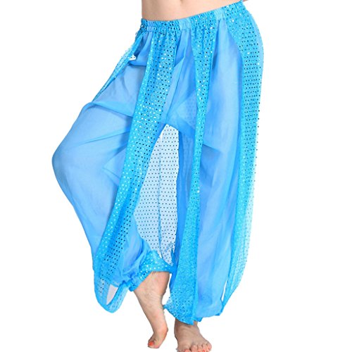 Best Dance Damen-Bauchtanz-Hose, glänzendes Kostüm, Pluderhose und Haremshose Gr. Einheitsgröße, hellblau von Best Dance