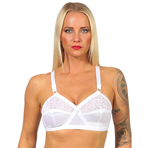 110 AKreuz-BH Weiss, Haut oder schwarz, Das Original produziert in Sachsen, perfekte Passform, 50 Jahre bewährter Originalschnitt; Grössen 75 bis 115 Cups A bis DD (E) lieferbar von Best Deal Market