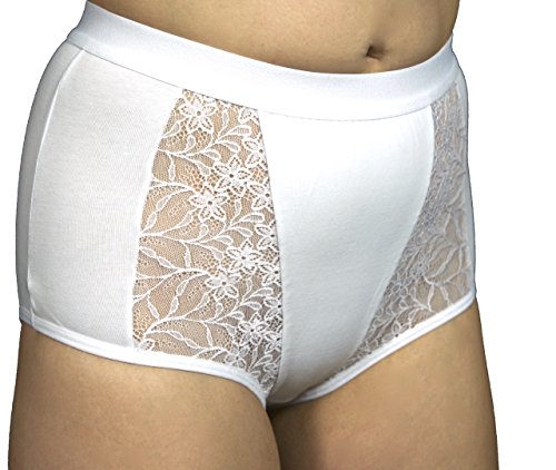 Best Deal Market 4 Stück Damen Formslip, Miederslip in weiß, mit großen seitlichen Einsätzen aus weicher Spitze, Miederslip, 95% Baumwolle 5% Lycra Gr.44/46… von Best Deal Market