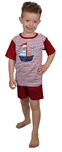 Best Deal Market Jungen Knaben Pyjama Pirat rot-Weiss Gr. 116-122 Schlafanzug Shorty Kurz 100% Baumwolle Schlafanzug mFreizeitkleidung Sportkleidung zu Hause von Best Deal Market