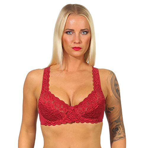 Traumhaft schöner Formbügel BH Microfaser Spitze rot, Weiss, schwarz oder Royalblau; Bequeme Passform; 75 bis 100; Cups A bis DD (E) von Best Deal Market