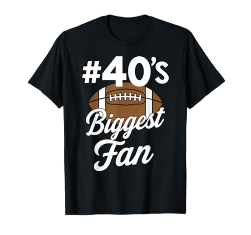 Nummer 40 Biggest Fan Fußball Mama Frau Supporter Sohn Cheer T-Shirt von Best Football Fan Number Tees