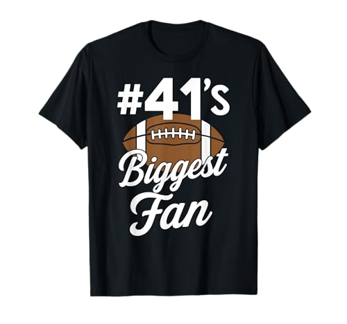 Nummer 41 Biggest Fan Fußball Mama Frau Supporter Sohn Cheer T-Shirt von Best Football Fan Number Tees