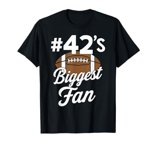 Nummer 42 Biggest Fan Fußball Mama Frau Supporter Sohn Cheer T-Shirt von Best Football Fan Number Tees