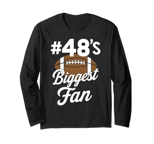 Nummer 48 Biggest Fan Fußball Mama Frau Supporter Sohn Cheer Langarmshirt von Best Football Fan Number Tees