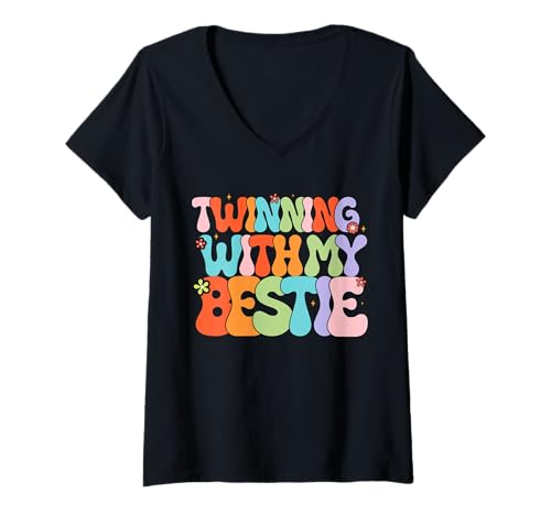 Damen Idee Einer Freundschaft mit meiner besten Freundin Spirit Week Twins Girl T-Shirt mit V-Ausschnitt Damen Idee Einer Freundschaft mit meiner besten Freundin Spirit Week Twins Girl T-Shirt mit V-Ausschnitt von Best Friend Matching Cute Twin Day BFF Graphics