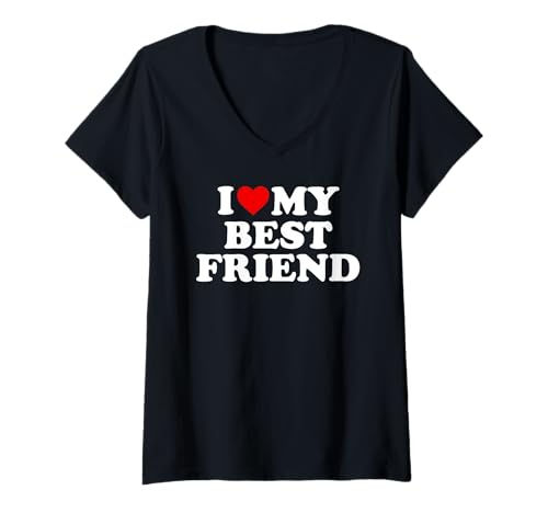 Damen I Love My Best Friend T-Shirt - Heart My BFF T-Shirt mit V-Ausschnitt von Best Friend Shirts