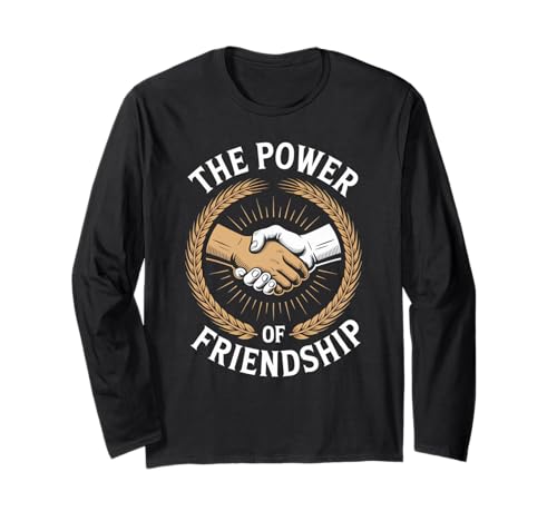 Humorvoller Spruch The Power of Friendship Handshake Women Me Langarmshirt von Best Friends Quote Unity Loyalty Bond Humor Joke