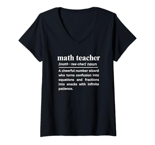 Damen Lustiger Mathematiklehrer Definition Zurück zur Schule T-Shirt mit V-Ausschnitt von Best Funny Math Teacher Definition Tees