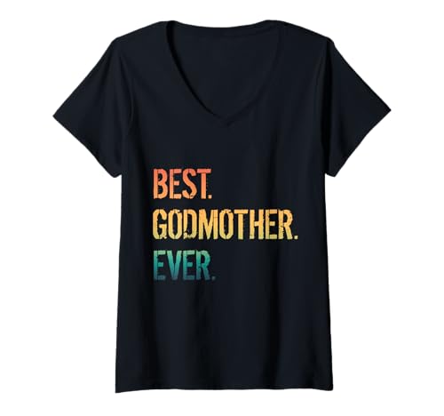 Damen Beste Patin aller Zeiten T-Shirt mit V-Ausschnitt von Best Godmother Ever apparels