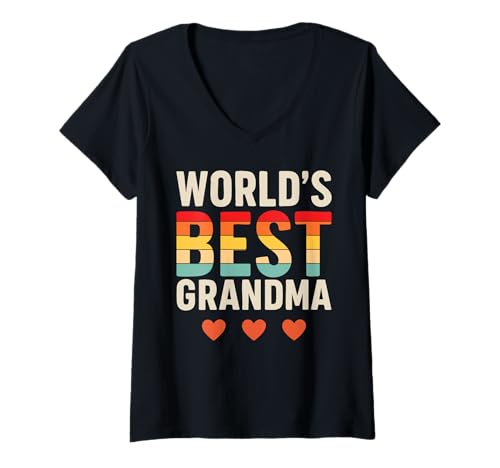 Damen World’s Best Grandma Retro Vintage T-Shirt mit V-Ausschnitt Damen World’s Best Grandma Retro Vintage T-Shirt mit V-Ausschnitt von Best Grandma Store