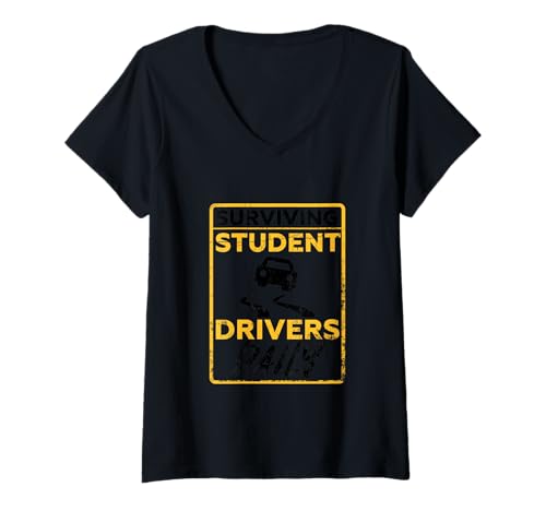 Damen Überlebende Schülerfahrer täglich T-Shirt mit V-Ausschnitt von Best Instructor Driving School Learning Students