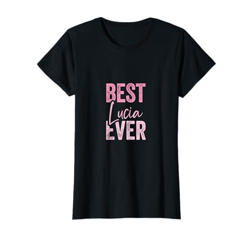Best Lucia ever Damen T-Shirt Schwarz XS Klassisch Buchstabenmuster Rundhals-Ausschnitt Halbarm Abgerundete Manschette Polyester 100% Alle 1 Count 0 Taschen von Best Lucia ever