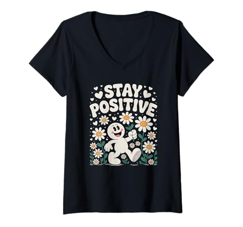 Damen Positiv Denken Optimismus Design mit Spruch T-Shirt mit V-Ausschnitt Damen Positiv Denken Optimismus Design mit Spruch T-Shirt mit V-Ausschnitt von Best Mood Artwork