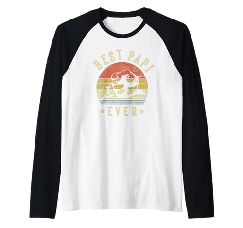 Herren Best Papi Ever - Retro Fist Bump Vintage Design Papi Raglan von Best Papi Ever Fist Bump Design