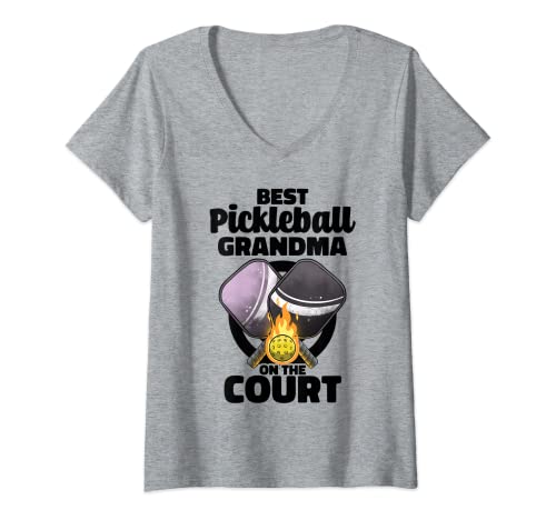 Damen Bester Pickleball Grandma Paddle Pickleballer Lucky Pickleball T-Shirt mit V-Ausschnitt von Best Pickleball Grandma I love Pickleball Player