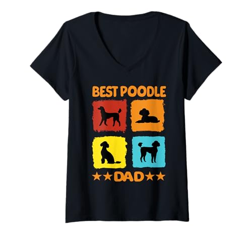 Damen Best Poodle Dad Pudel Hund Hundeliebhaber Hundebesitzer T-Shirt mit V-Ausschnitt Damen Best Poodle Dad Pudel Hund Hundeliebhaber Hundebesitzer T-Shirt mit V-Ausschnitt von Best Poodle Dad