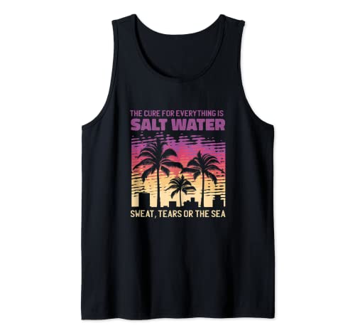 Sonnenuntergang Salzwasser Tränen Ozean Herren Damen Bekleidung Tank Top von Best Salt Water Motivational Palm Trees Beach Tee