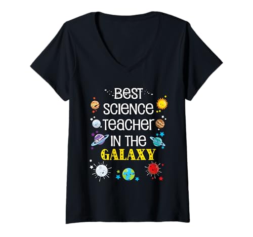 Damen Ausrüstung für den besten Naturwissenschaftslehrer der Galaxis für den Schulanfang T-Shirt mit V-Ausschnitt von Best Science Teacher In The Galaxy Sapphire Star