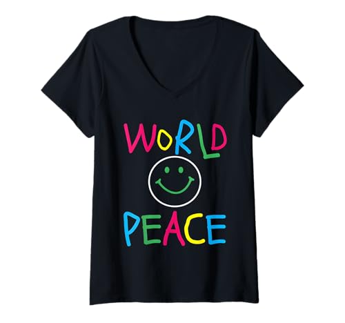 Damen Cute Emotion Face World Peace Herzlichen Glückwunsch zum Internationalen Friedenstag T-Shirt mit V-Ausschnitt Damen Cute Emotion Face World Peace Herzlichen Glückwunsch zum Internationalen Friedenstag T-Shirt mit V-Ausschnitt von Best Tee Styley