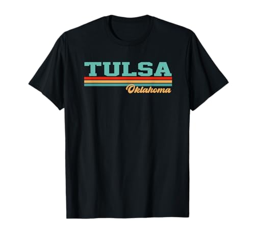 Best Tulsa Oklahoma Apparel And Souvenirs Retro Tulsa, Oklahoma Damen T-Shirt Schwarz V-Ausschnitt Kurzarm S EU 40.45 cm Klassische Passform Retro-Design und Klassischer Schnitt von Best Tulsa Oklahoma Apparel And Souvenirs