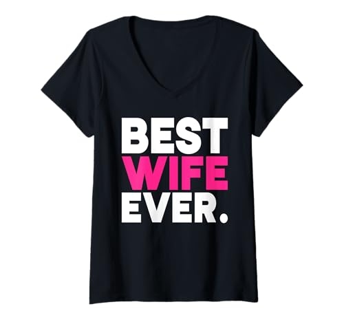 Damen Beste Ehefrau aller Zeiten Ehemann Verheiratete Ehefrauen Flitterwochen Ehefrauenpaar T-Shirt mit V-Ausschnitt Damen Beste Ehefrau aller Zeiten Ehemann Verheiratete Ehefrauen Flitterwochen Ehefrauenpaar T-Shirt mit V-Ausschnitt von Best Wife Marriage Couple Women Gifts From Husband