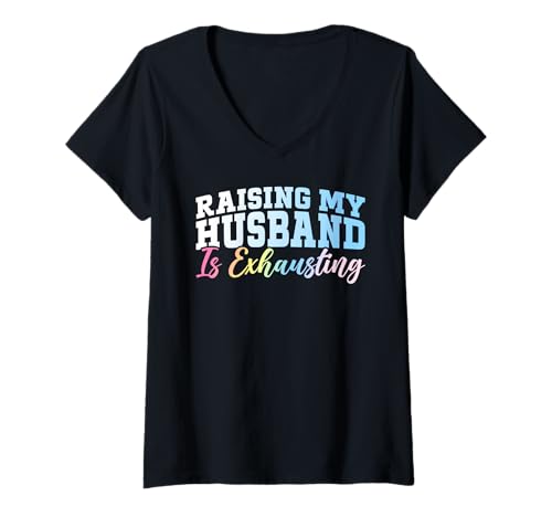 Damen Meinen Mann großzuziehen ist anstrengend, Flitterwochen verheiratet T-Shirt mit V-Ausschnitt Damen Meinen Mann großzuziehen ist anstrengend, Flitterwochen verheiratet T-Shirt mit V-Ausschnitt von Best Wife Marriage Couple Women Gifts From Husband