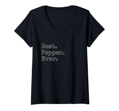 Damen Am besten. Pfeffer. Jemals. T-Shirt mit V-Ausschnitt von Best. Pepper. Ever.