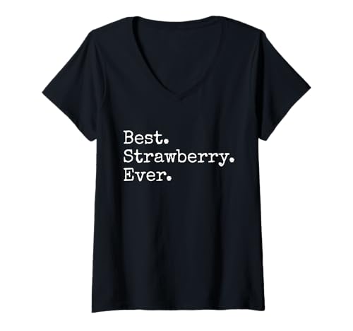 Damen Beste. Erdbeere. T-Shirt mit V-Ausschnitt von Best. Strawberry. Ever.