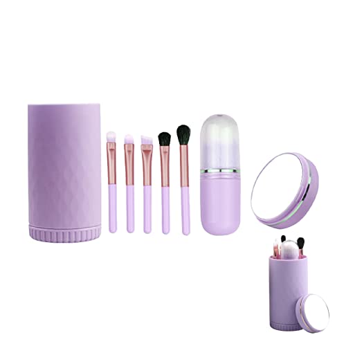 BestAlice 7-teiliges professionelles Make-up-Pinsel-Set, Reise-Make-up-Pinselhalter, Make-up-Organizer-Tasche, inklusive Lidschatten-Pinsel, Kosmetikspiegel (lila) von BestAlice