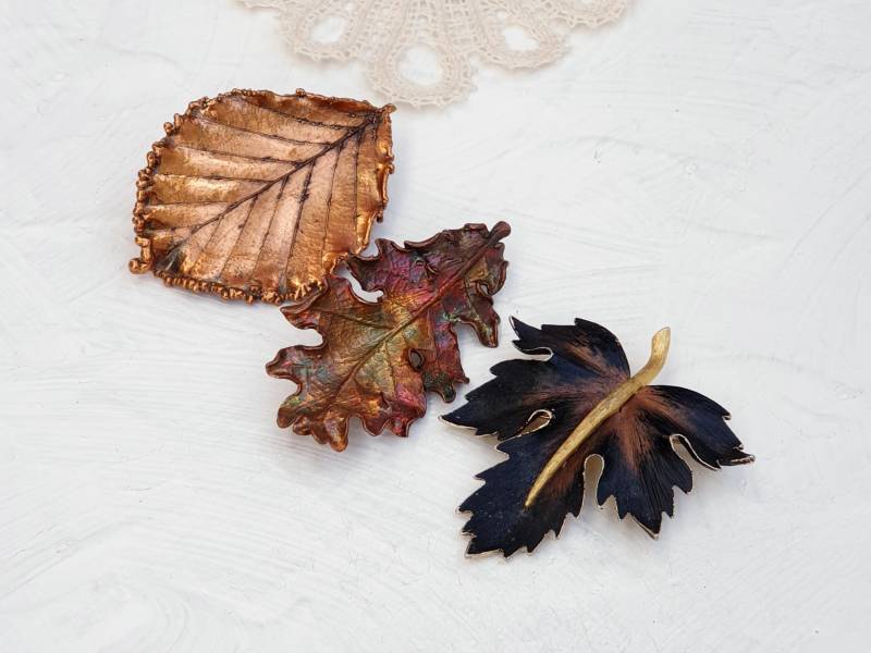 Reserviert Für K. Drei Vintage Große Herbst Blätter Broschen. Schmuck Lot von BestAntiqueBoutique