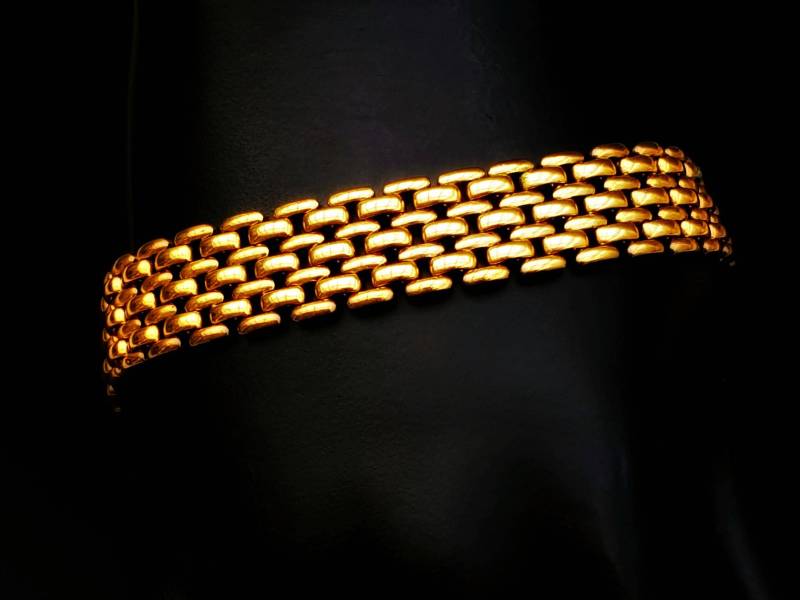 Vintage Gold Ton Flach Korbgeflecht Manschette Armband von BestAntiqueBoutique
