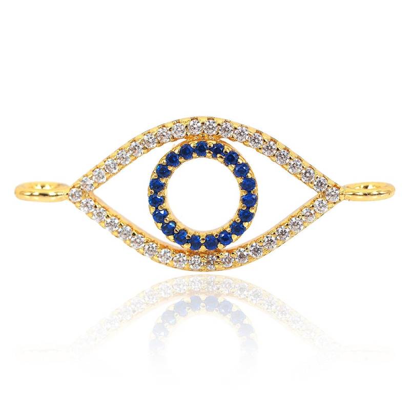Böses Auge Männer Und Frauen Armband Charms Connector, Messing Micro Pave Blau Cz Zirkonia Für Diy Schmuck Machen 27 X 12 Mm von BestBeaded